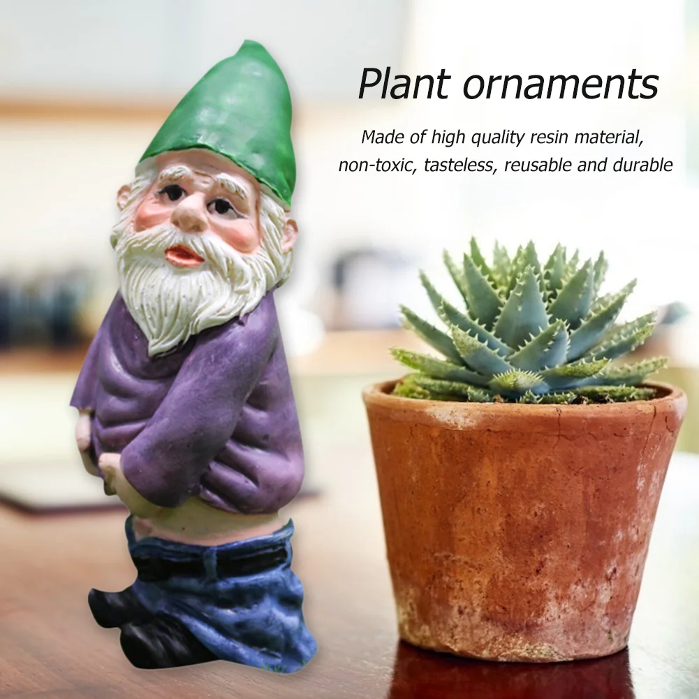 Mini Dwarf Gnome Statue Garden Ornament Resin Fairy Micro Landscape Elf (A)