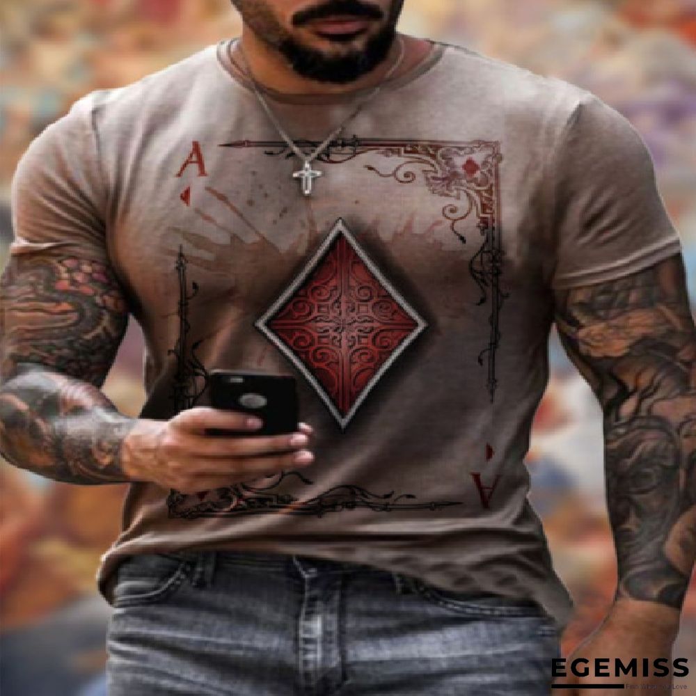 Trade Summer Men's Fashion Leisure Simple Poker Printed Round Neck Short Sleeve T-shirt | EGEMISS