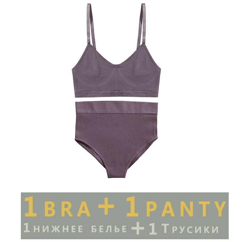 Women Fashion Seamless Bra Set Push Up Bra Fitness Crop Top And  Pantys Girls Sexy Wireless Brassiere Suit For Ladies Lingerie