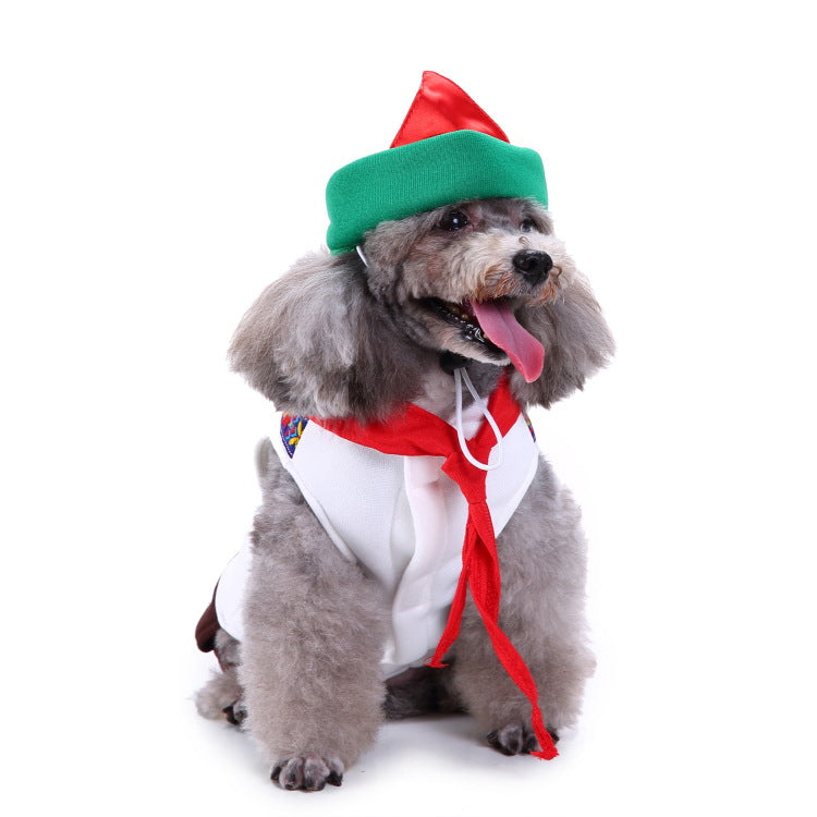 Christmas/Halloween Waiter Dog Puppy Costume Pet Supplies (With Hat)