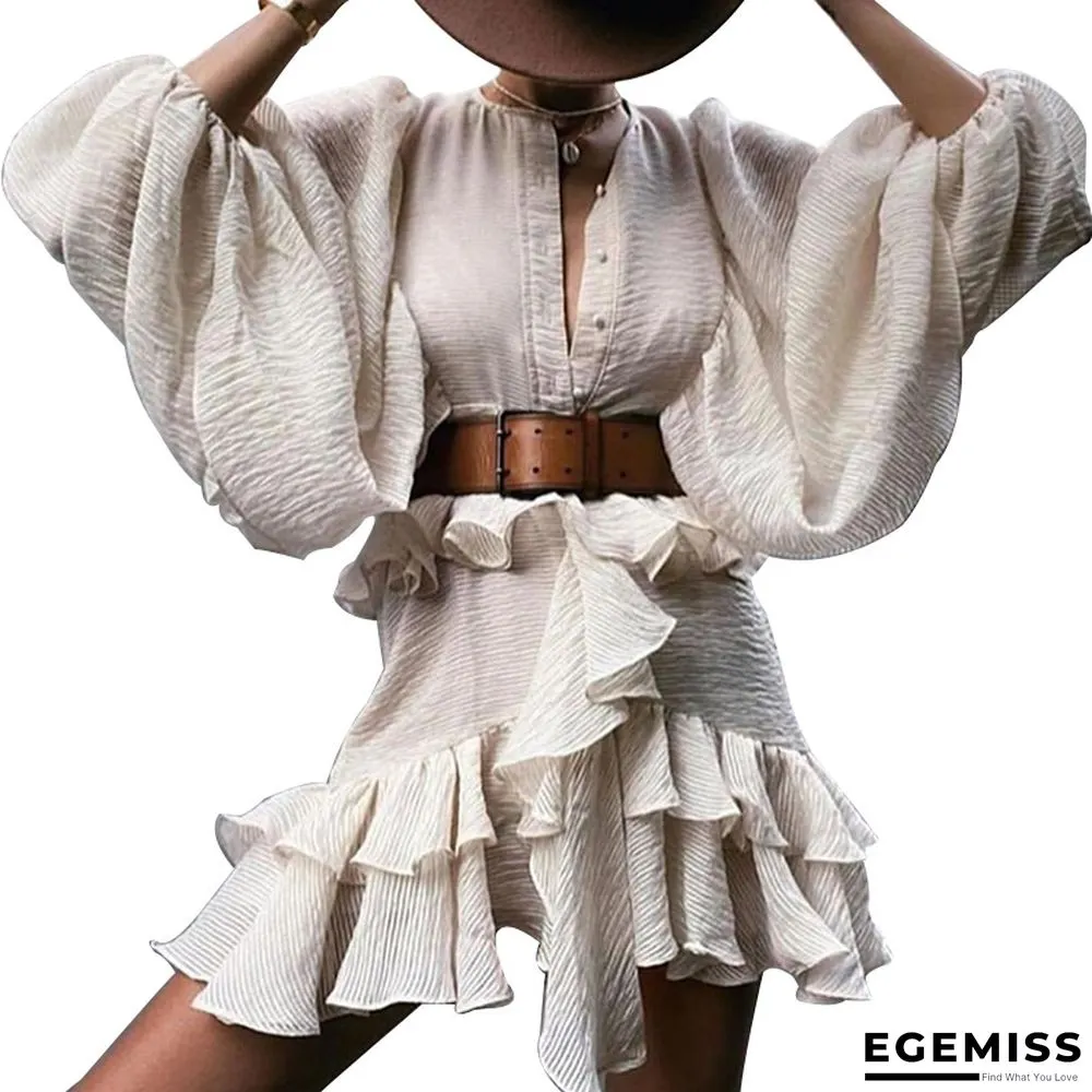 Lantern Ruffled Waist Slim Dress | EGEMISS