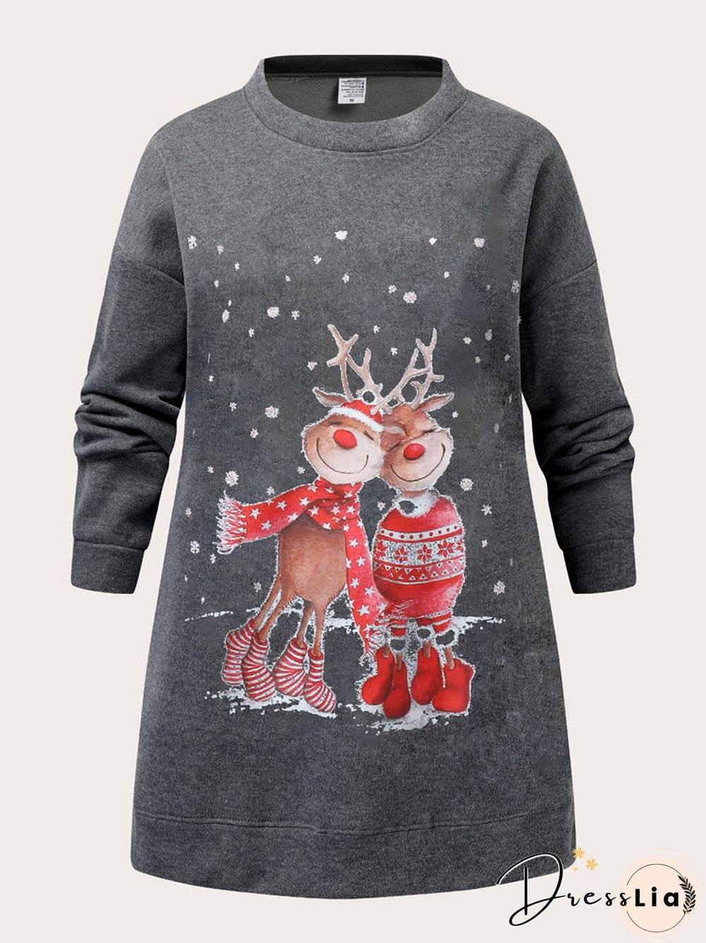 Christmas Cartoon Print Casual O-neck Loose Sweatshirt