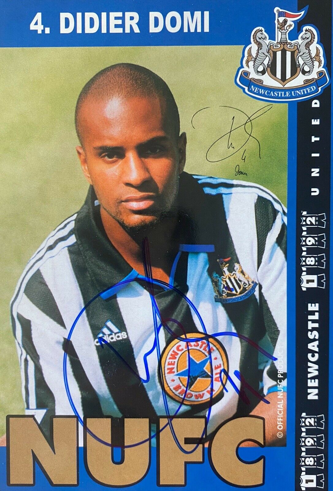Didier Domi Genuine Hand Signed Newcastle United 6X4 Photo Poster painting / Card, PSG, Leeds, 1