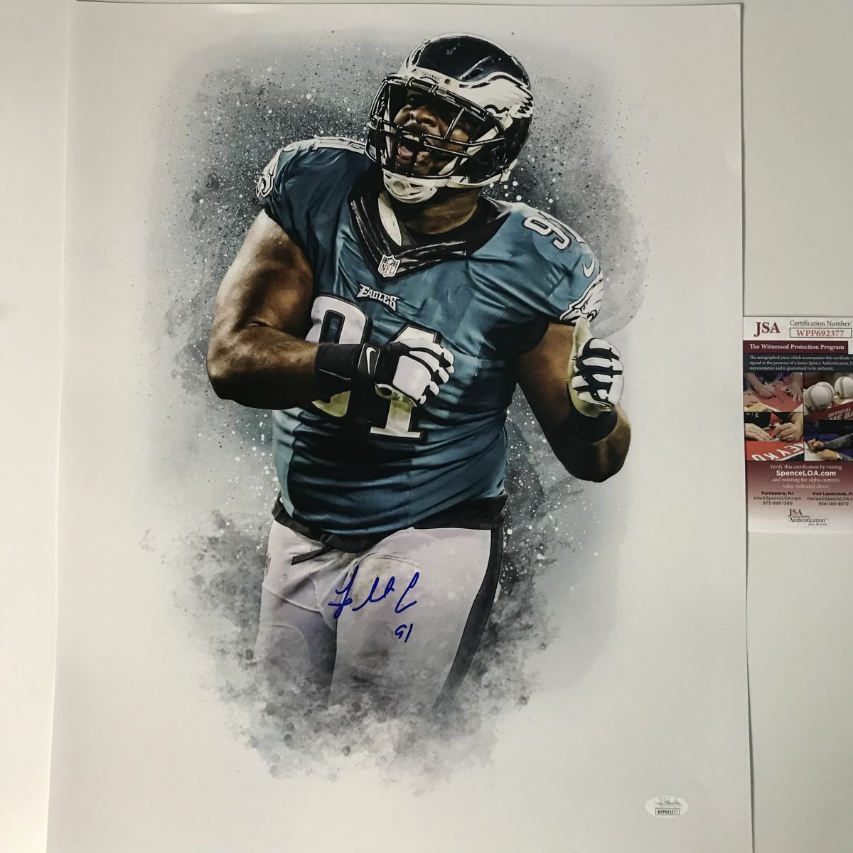 Autographed/Signed FLETCHER COX Philadelphia Eagles 16x20 Photo Poster painting JSA COA Auto #1