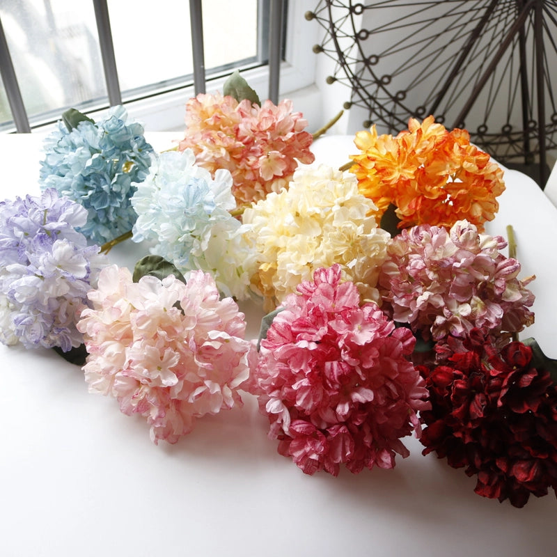 High-grade Coke Edge Retro Hydrangea Artificial Flower Oil Painting Coral Hydrangea Home Decoration Wedding Photography Props