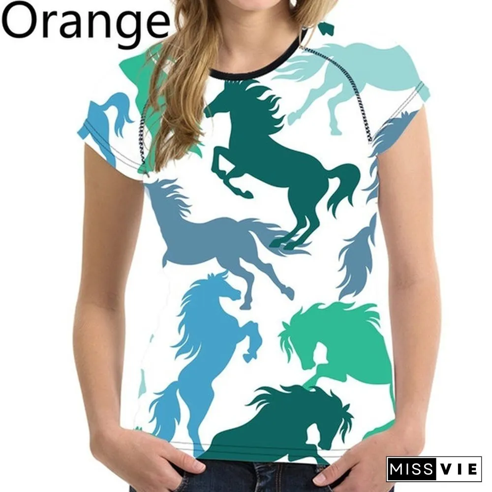 Crazy Horse T-shirts for Women Tees Shirt Harajuku Trendy Tops Tshirts Ladies Short Sleeve Tees Slim T-shirt