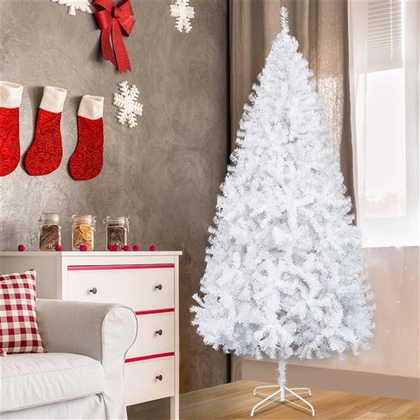 7FT Iron Leg White Christmas Tree with 950 Branches、、sdecorshop