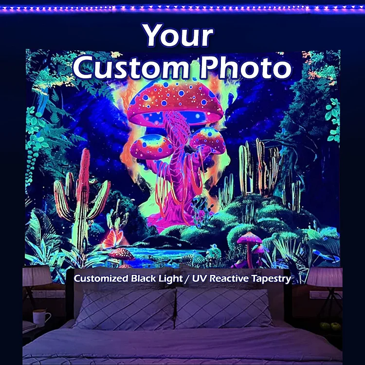 Customized Black Light Tapestry (High Definition Colorful Photo)