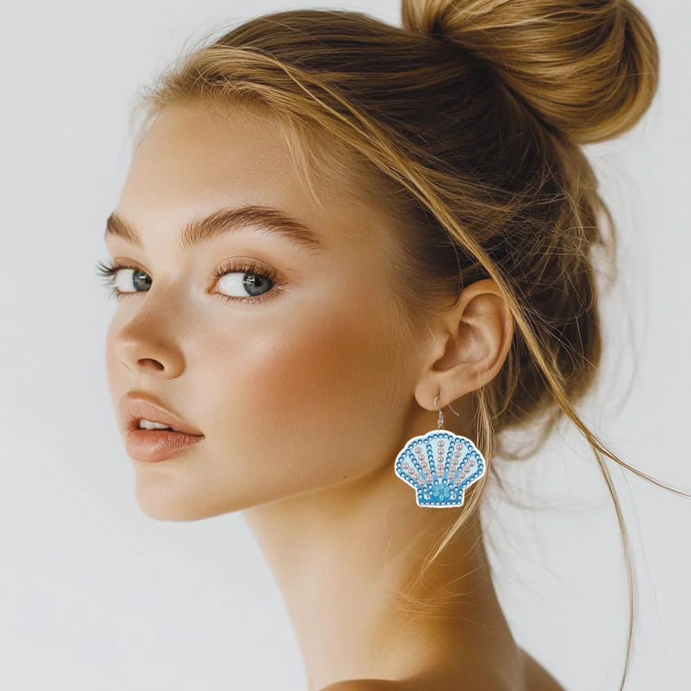 12 Pairs Ocean DIY Diamond Art Earrings Double Sided Diamond Painting Earrings