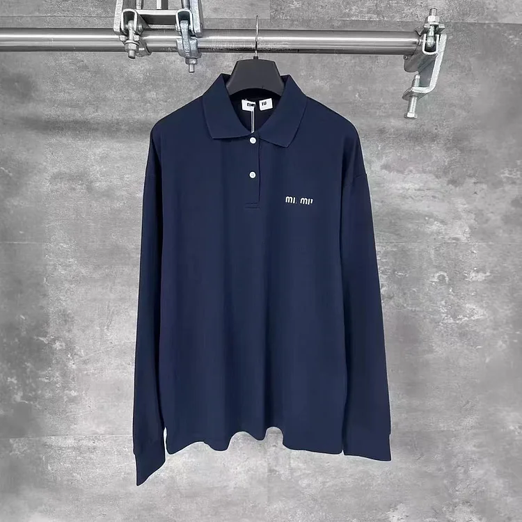 Long Sleeve Pure Cotton Polo Shirt Spring Autumn Casual Loose Fit Men's T-Shirt Couple Style Embroidered Logo