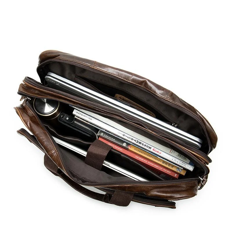 Business Large Capacity Laptop Leather Briefcase Handbag