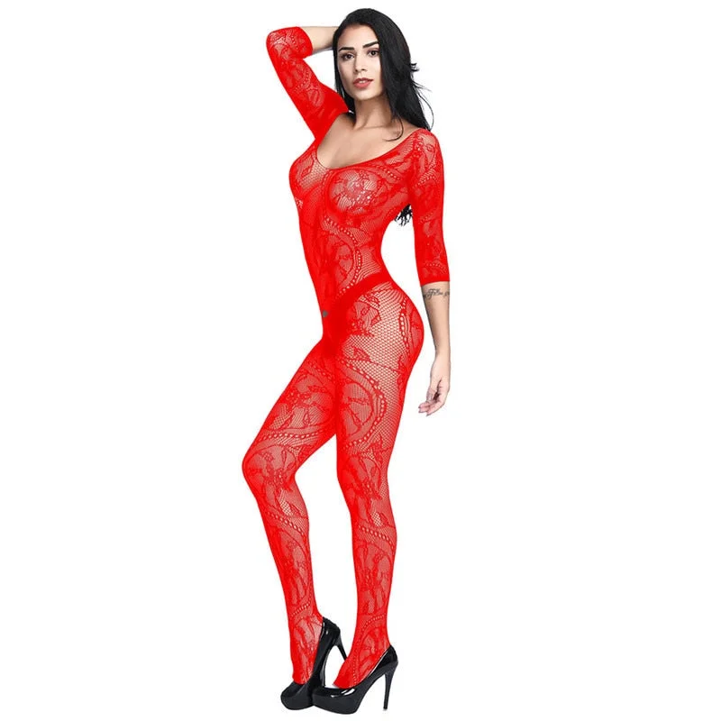 Sexy Lingerie Women's Hot Erotic Lingerie Open Open Teddy Bodysuit Hollow Elastic Mesh Suspenders Body Stockings Sexy Lingerie