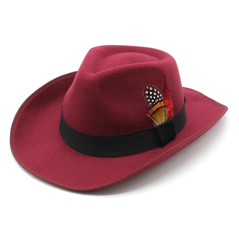 Fergus Western Cowboy Hat- Wine Red