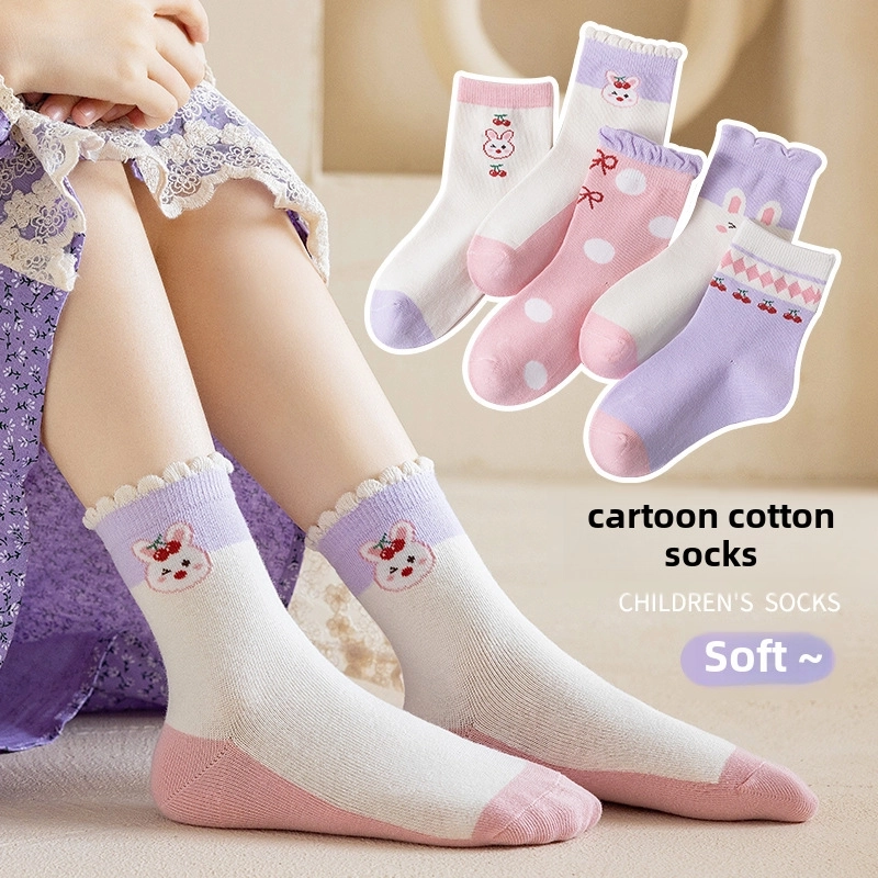 Autumn And Winter Children’s Socks Boys And Girls Mid-calf Socks Cartoon Cute Bunny Cotton Socks Baby Socks