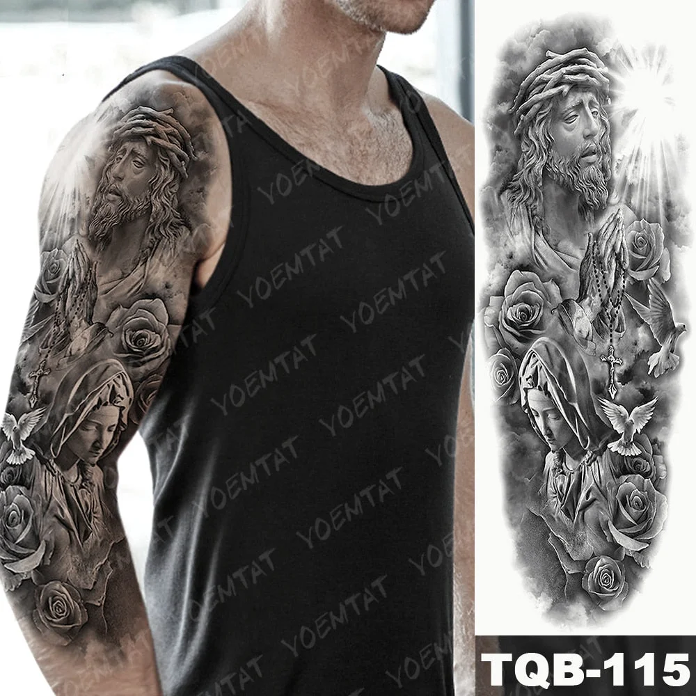 Large Full Arm Sleeve Tattoo Indian Forest Leopard Waterproof Temporary Tatoo Sticker Wild Tribe Men Women Body Art Tatto
