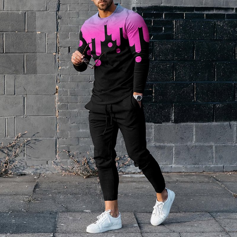 Urban Ombre Print T-Shirt And Pants Co-Ord