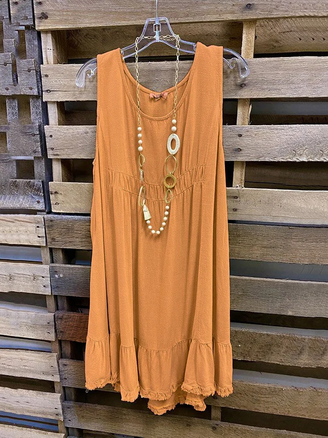 Western U Neck Basic Sleeveless T-Shirt Dress