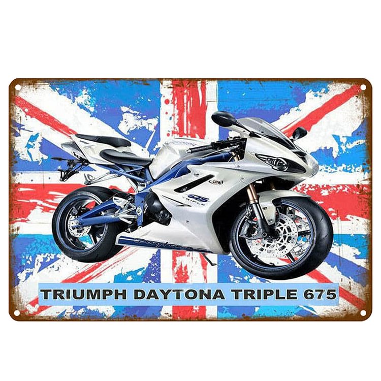 Triumph Daytona Triple 675 Motorcycle - Vintage Tin Signs/Wooden Signs - 7.9x11.8in & 11.8x15.7in