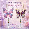 Butterfly 5D Diamond Painting Suncatcher with Crystal Pendant, Double-Sided Hanging Wind Chime Kit for Adults | Colorful Spring Window Decor