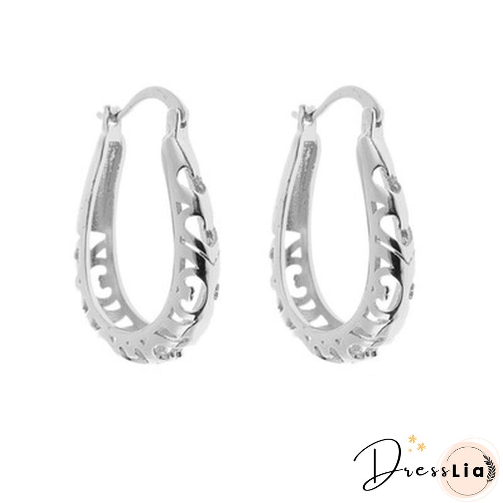 Fashion luxury pure gold pendant hollow round earrings hoop earrings party wedding engagement earrings jewelry