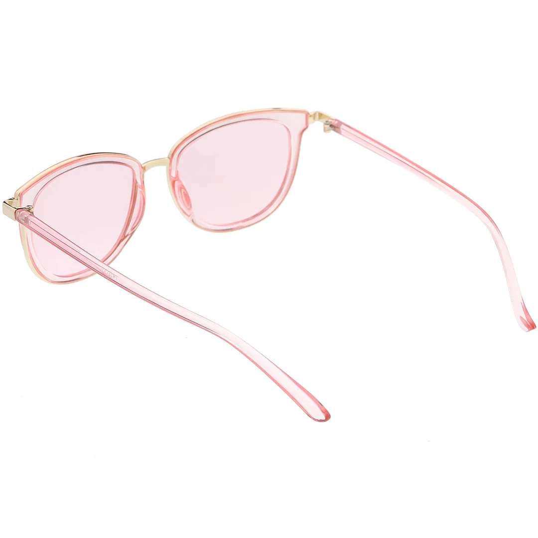 Translucent Metal Trim Square Horn Rimmed glasses Color Tinted Lens 53mm