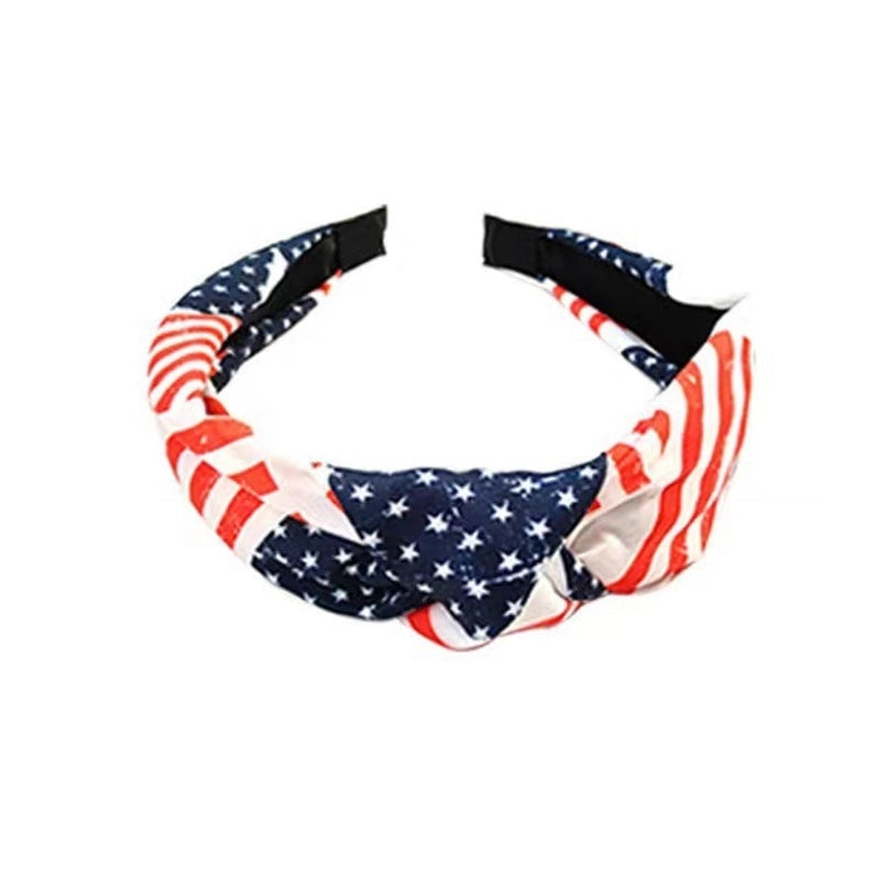 Cross-border United States New Fabric Hairband Knotted Wide-brimmed Hairband Five-pointed Star Stripe Pressure Shampoo Joker
