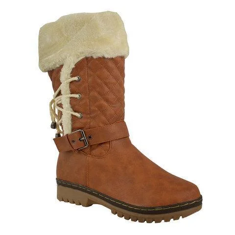 Women's Winter Furry Mid-Calf Snow Boots Plus Size Shoes | EGEMISS