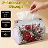 Diamond Painting Red Rose Hummingbird PU Leather Tissue Box for Napkin Holder