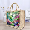 Diamond Painting Flower Garden Linen Tote Bag Replaceable Canvas for Women