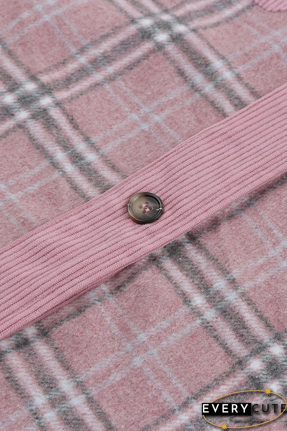 Pink Corduroy Plaid Pattern Shacket