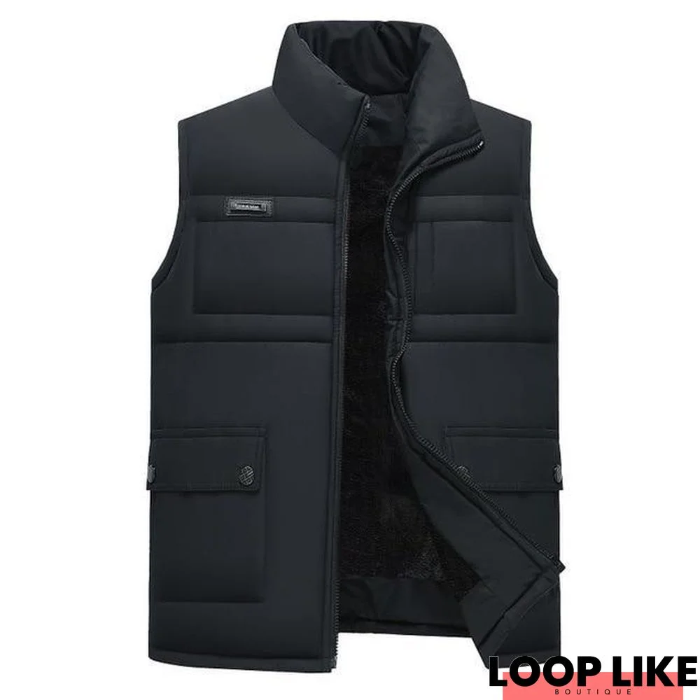 Mens Down Vests Winter Jackets Waistcoat Men Sleeveless Solid Zipper Coat Overcoat Keep Warm Plus Size