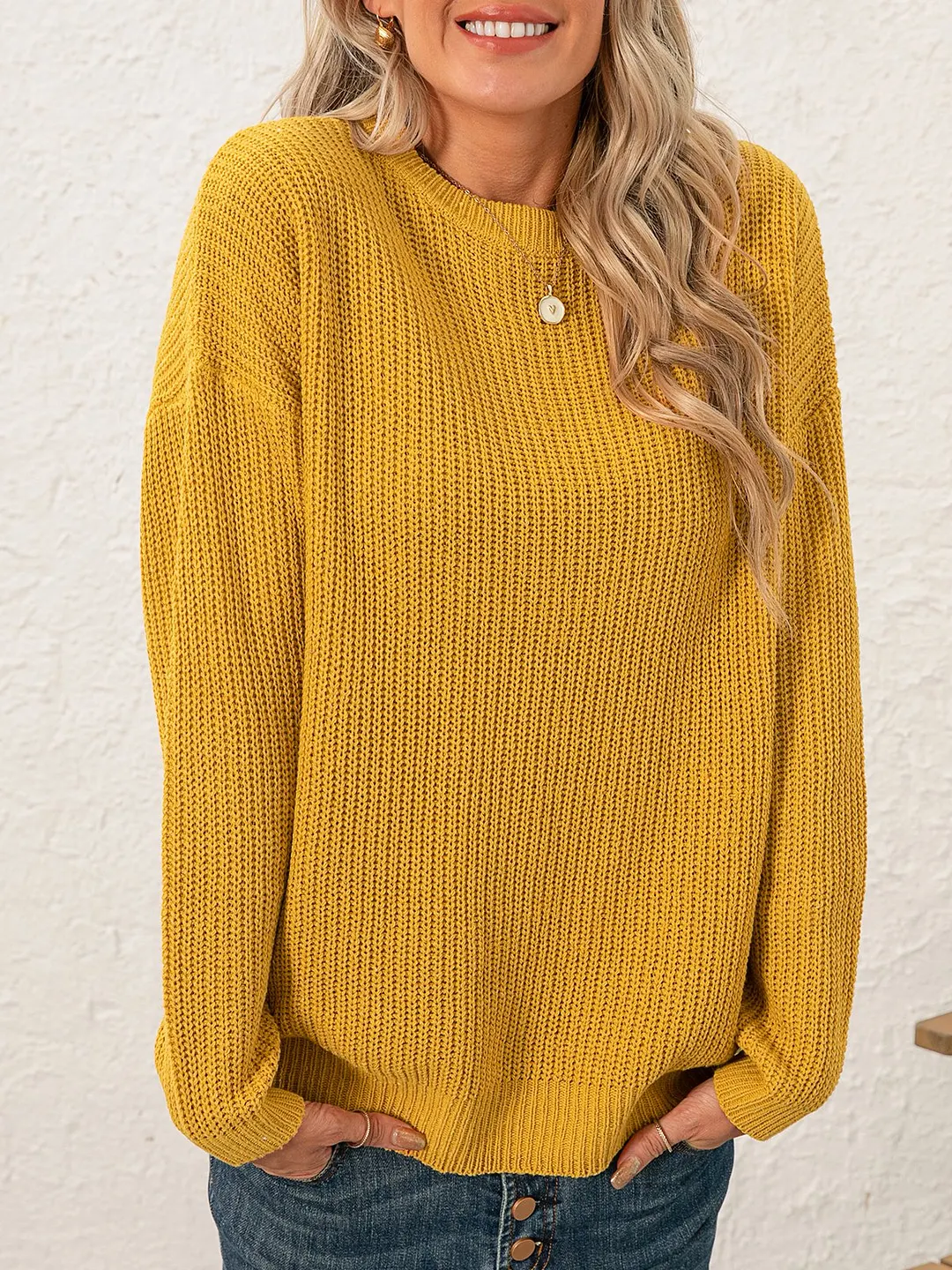 Women Sweet Mid-weight Micro-Elasticity Date Long sleeve Crew Neck Regular Sweater
