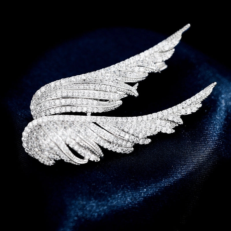 Shiny Pin Wings Copper Plating Inlay Zircon Women’s Brooches