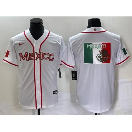 Men's Mexico Baseball 2023 White World Baseball Classic Team Big Logo Stitched Jersey 6NCZ