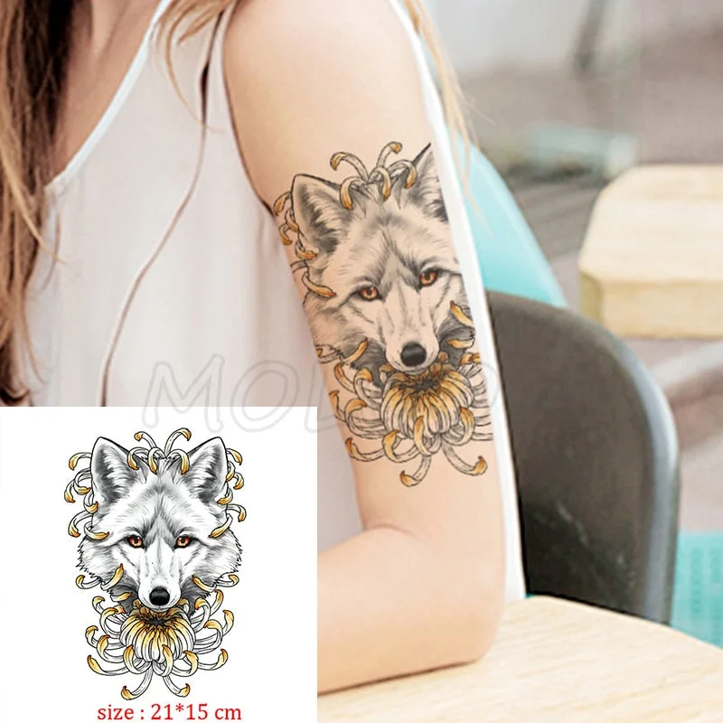 Waterproof Temporary Tattoo Sticker angry wolf mountain tatoo water transfer fake tatoo flash tatto Woman Man kid 14.8*21 cm