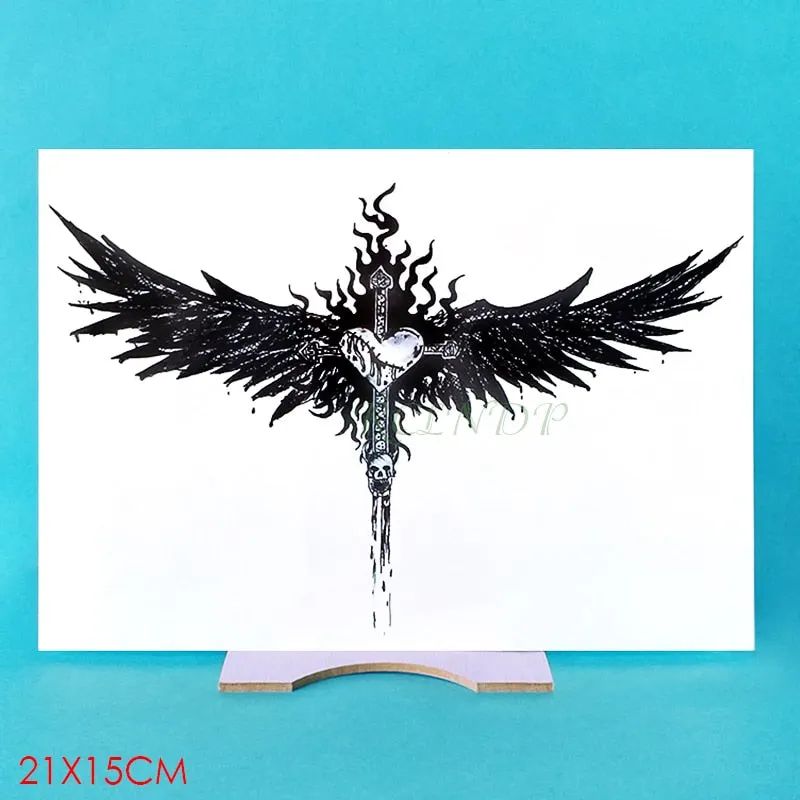 Waterproof Temporary Tattoo Sticker skull sword angel wings broken heart tatto flash tatoo fake tattoos for lady men women