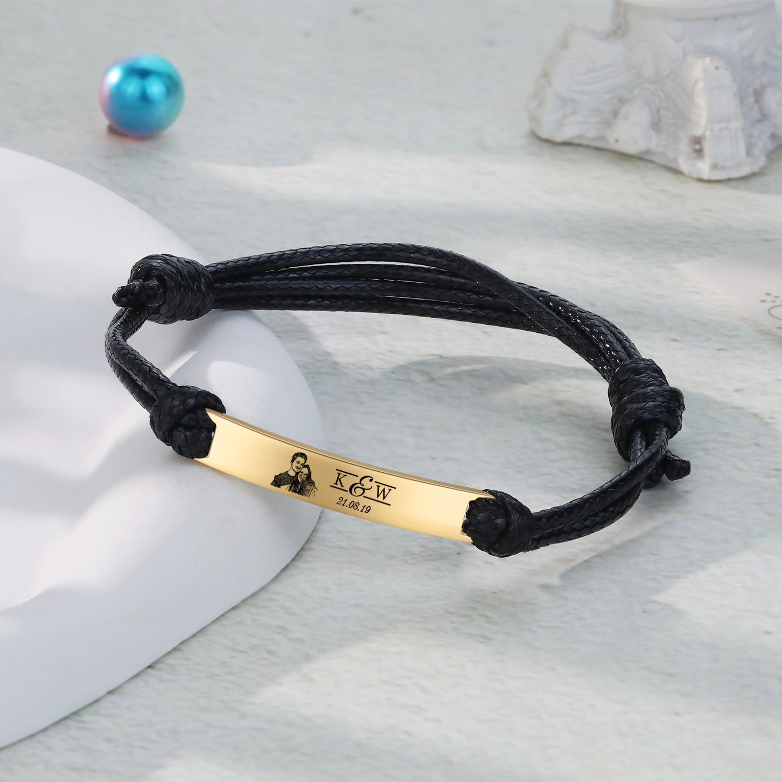 Braccialetti acciaio inox 1 nome 2 lettere e 1 foto personalizzabili per coppia multicolori da scegliere