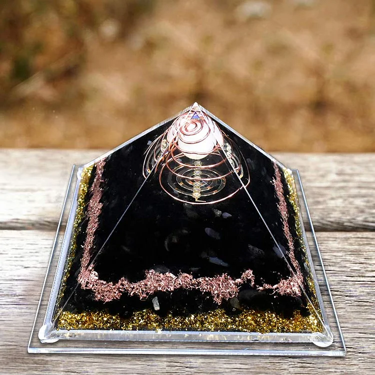 Clear Quartz with Black Tourmaline Orgone Pyramid