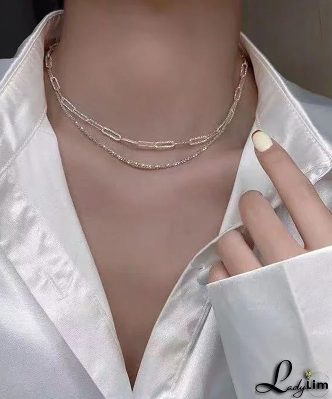 Classy Champagne Sterling Silver Two Piece Set Necklace