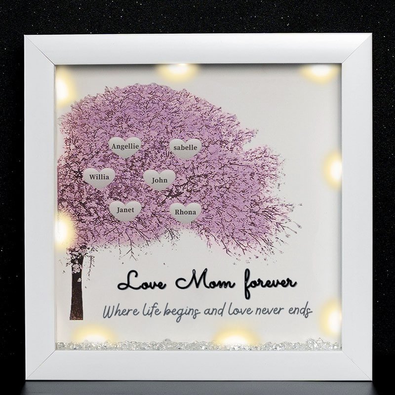 Vangogifts 'Love Mom Forever' Big Tree Personalised family tree framed print, anniversary gift, Mums birthday, Nans birthday, Gifts for her, New home gift, wedding gift