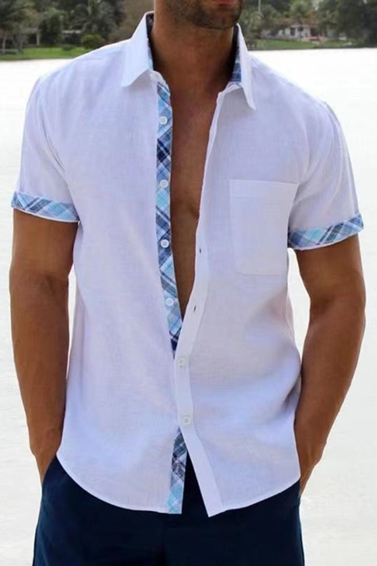 Tiboyz Men's Plain Holiday Casual Short Sleeve Shirt