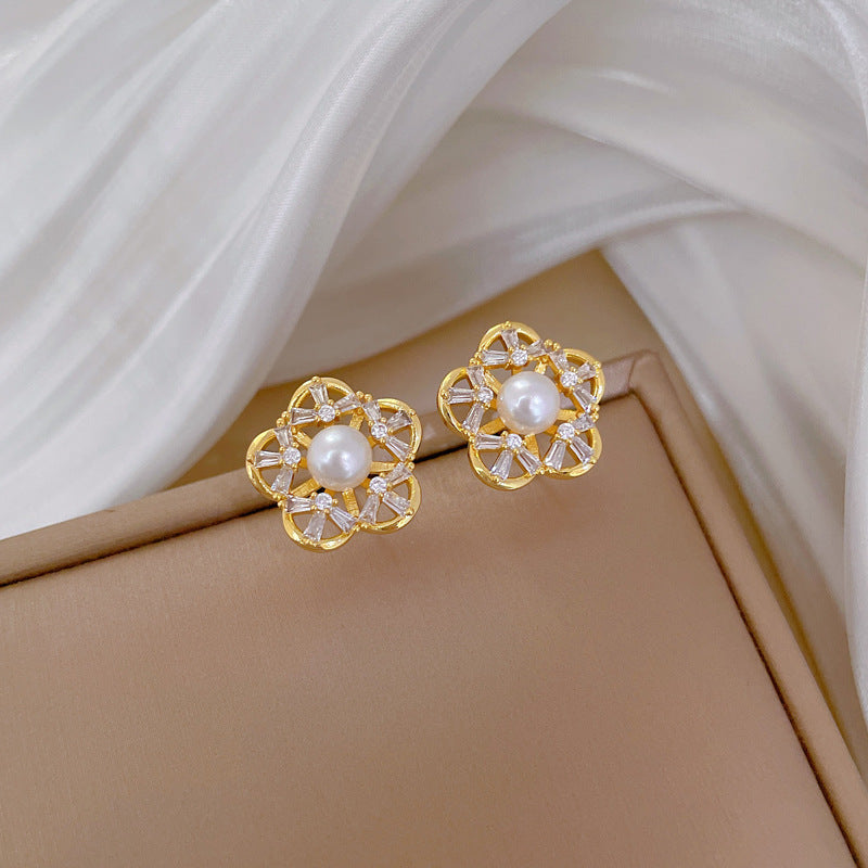 Korean Cosmos Geometric Titanium Steel Electroplating Earrings