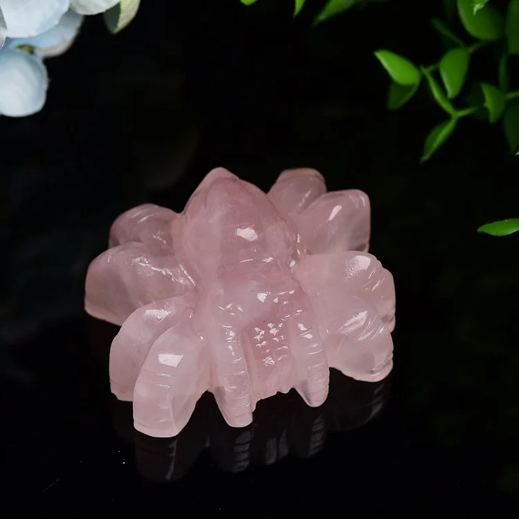 2.4" Rose Quartz Spider Crystal Carving