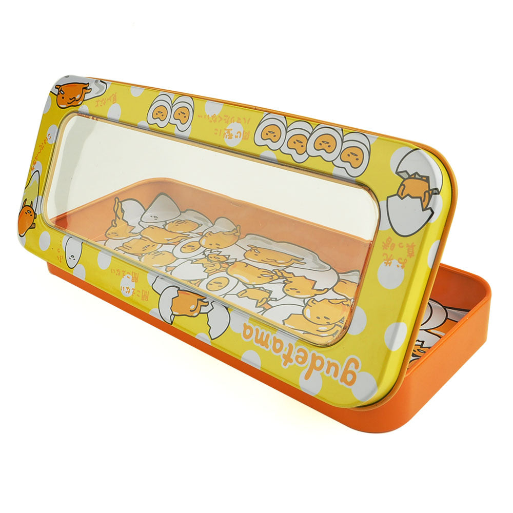 Gudetama Metal Pen Pencil Case Transparent Cover Egg Illustration Style Sanrio A Cute Shop - Inspired by You For The Cute Soul 