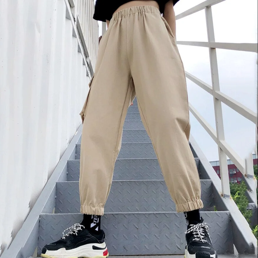 Pants Women Cargo Harem Trousers Womens All-match BF Harajuku Korean Style Ankle-length Letter Printed Streetweat Hip-Hop Chic