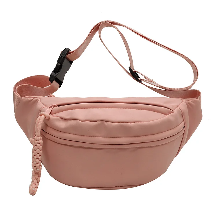 Women Chest Bag Canvas Fashion Waist Pack Belt Bag Outdoor Travel Bags (Pink)