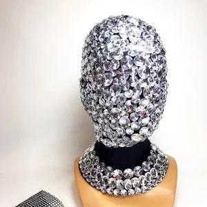pornhint Pornhint Mask In Rhinestones, Rave Mask, Festival Mask, Party Mask, Rave Clothing, Face Mask, Steampunk Mask, Fetish Mask, Cyberpunk, EDC, EDM, Masks