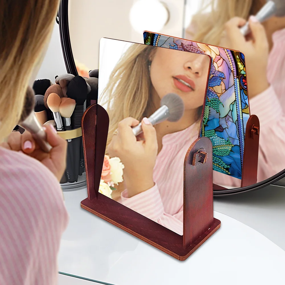 Blue Roses Special Shape Diamond Painting Mirror Table Top Diamond Mirror Kit