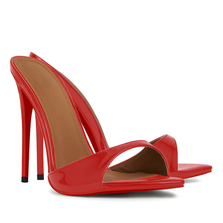 120mm Women's Sandals Pointed Toe Mules Heels Slip on Stilettos-vocosishoes