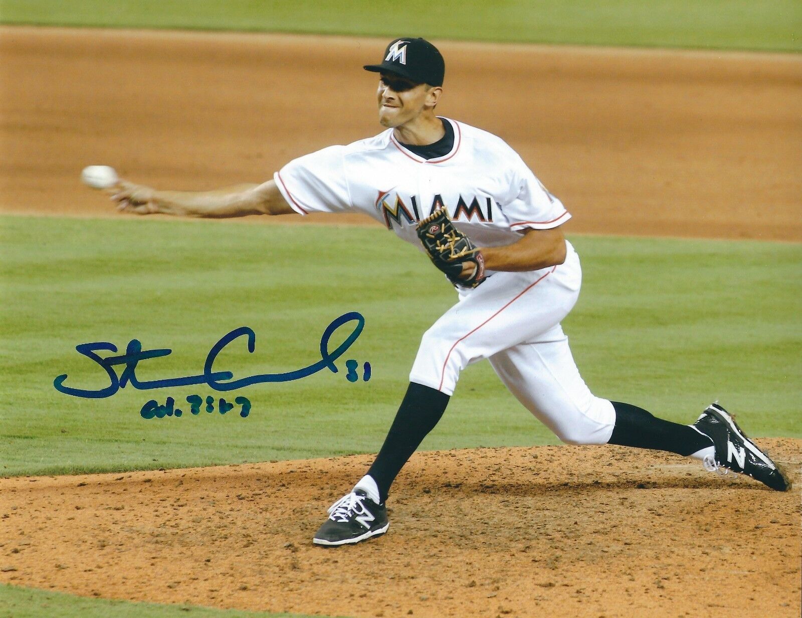 Autographed 8x10 STEVE CISHEK Miami Marlins Photo Poster painting - COA